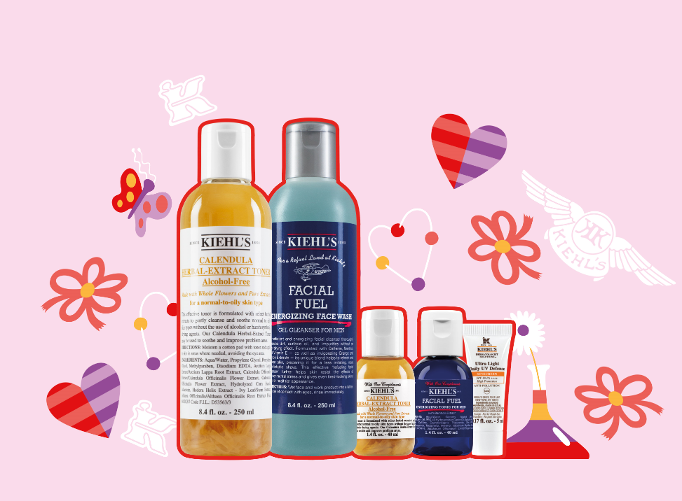 Kiehl's Valentine’s Day Special 成雙成對套裝 HK$450(包括:金盞花深層潔面泡沫 230ml、男士全效潔面啫喱250ml、金盞花植物精華爽膚水40ml、男士全效爽膚